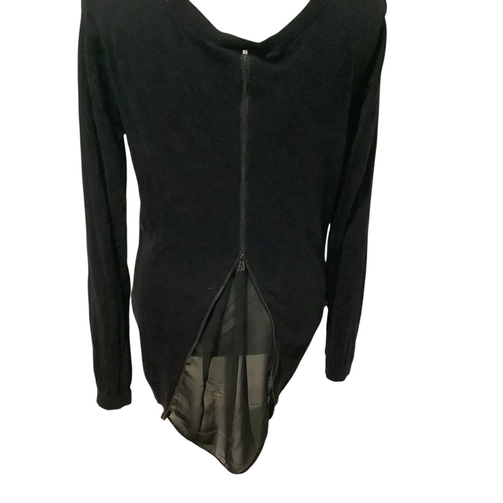 Kenneth Cole New York Black Long Sleeve Sweater Top w/Sheer Back & Hem WORN ONCE